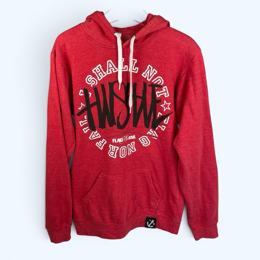 Flag Nor Fail Hustle Red Pullover Hoodie Men's Large